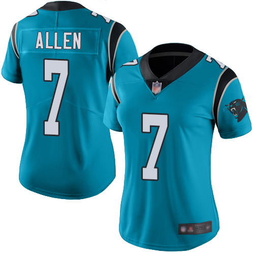 Carolina Panthers Limited Blue Women Kyle Allen Jersey NFL Football #7 Rush Vapor Untouchable->youth nfl jersey->Youth Jersey